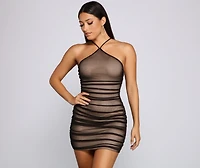 Mesmerize Mesh Halter Mini Dress