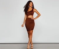 Bound To Stun One Shoulder Mini Dress
