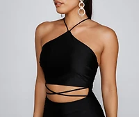 Major Headturner Halter Cutout Mini Dress