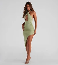 Up A Notch Halter Midi Dress