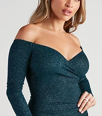 Swept Away Glitter Wrap Dress