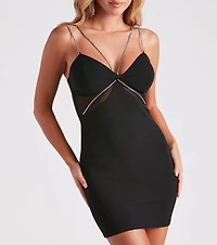 Draped Rhinestone Crepe Dress