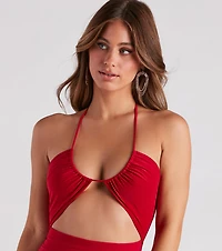 Flirt With Desire Halter Cutout Mini Dress