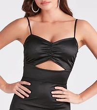 Major Statement Satin Lace-Up Mini Dress