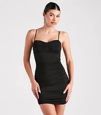 Be My Sweetheart Ruche Mini Dress
