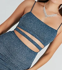 She's So Glam Cutout Glitter Knit Mini Dress