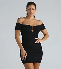 Show Off Mesh Off-The-Shoulder Mini Dress