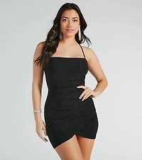 Sparkly Finesse Lace-Up Glitter Mini Dress