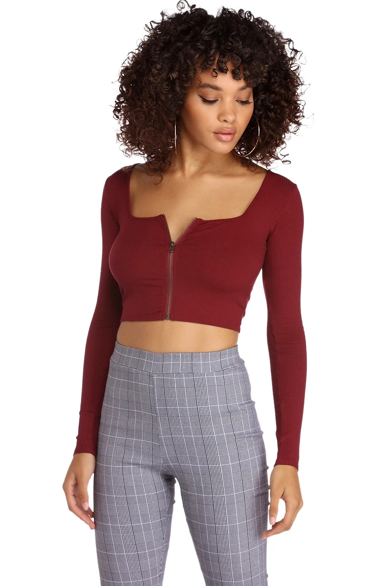 All Zipped Up Long Sleeve Top