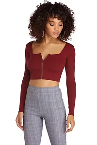 All Zipped Up Long Sleeve Top