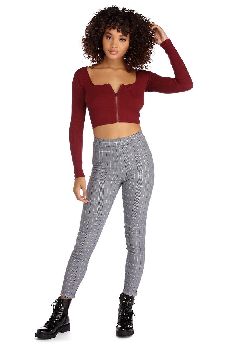 All Zipped Up Long Sleeve Top
