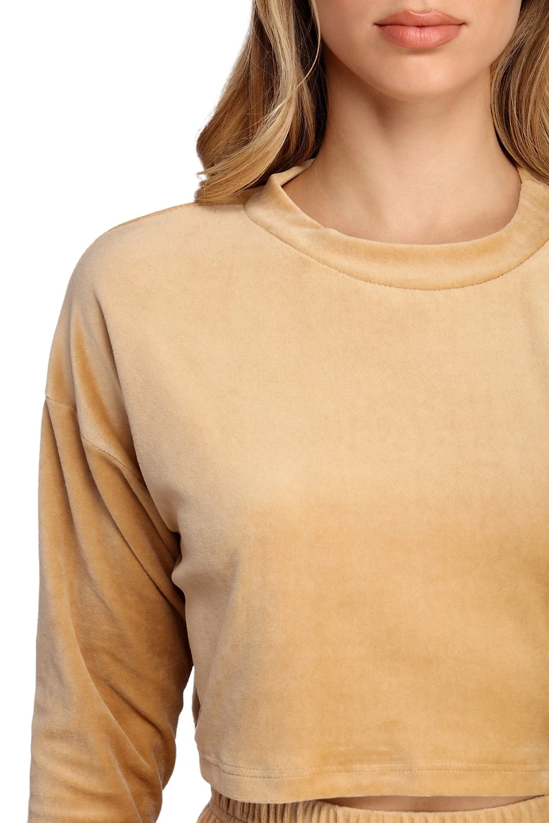 Velour Cropped Sweater