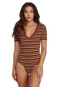 On My Game Striped Bodysuit