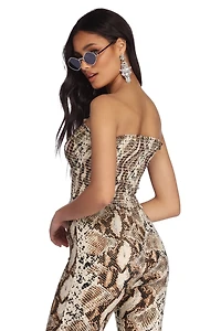 So Sassy Snake Print Crop Top