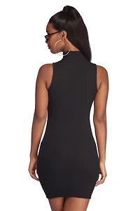 Mock Neck Mini Dress