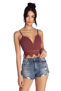 Into You Crochet Trim Crop Top