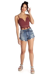 Into You Crochet Trim Crop Top