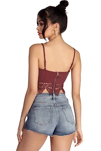 Into You Crochet Trim Crop Top