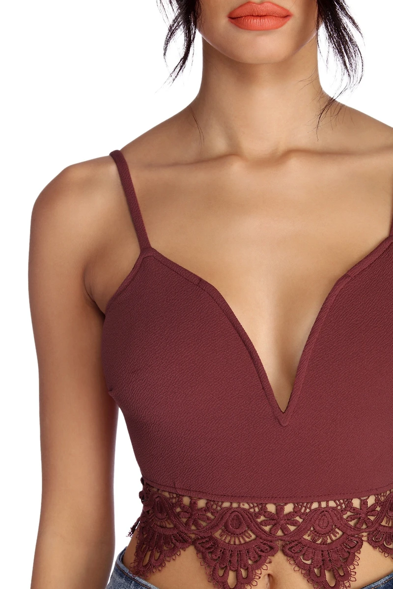 Into You Crochet Trim Crop Top