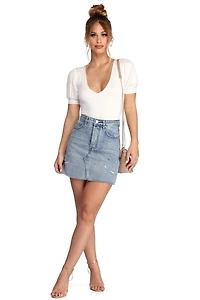 Puff Love Plunging Bodysuit