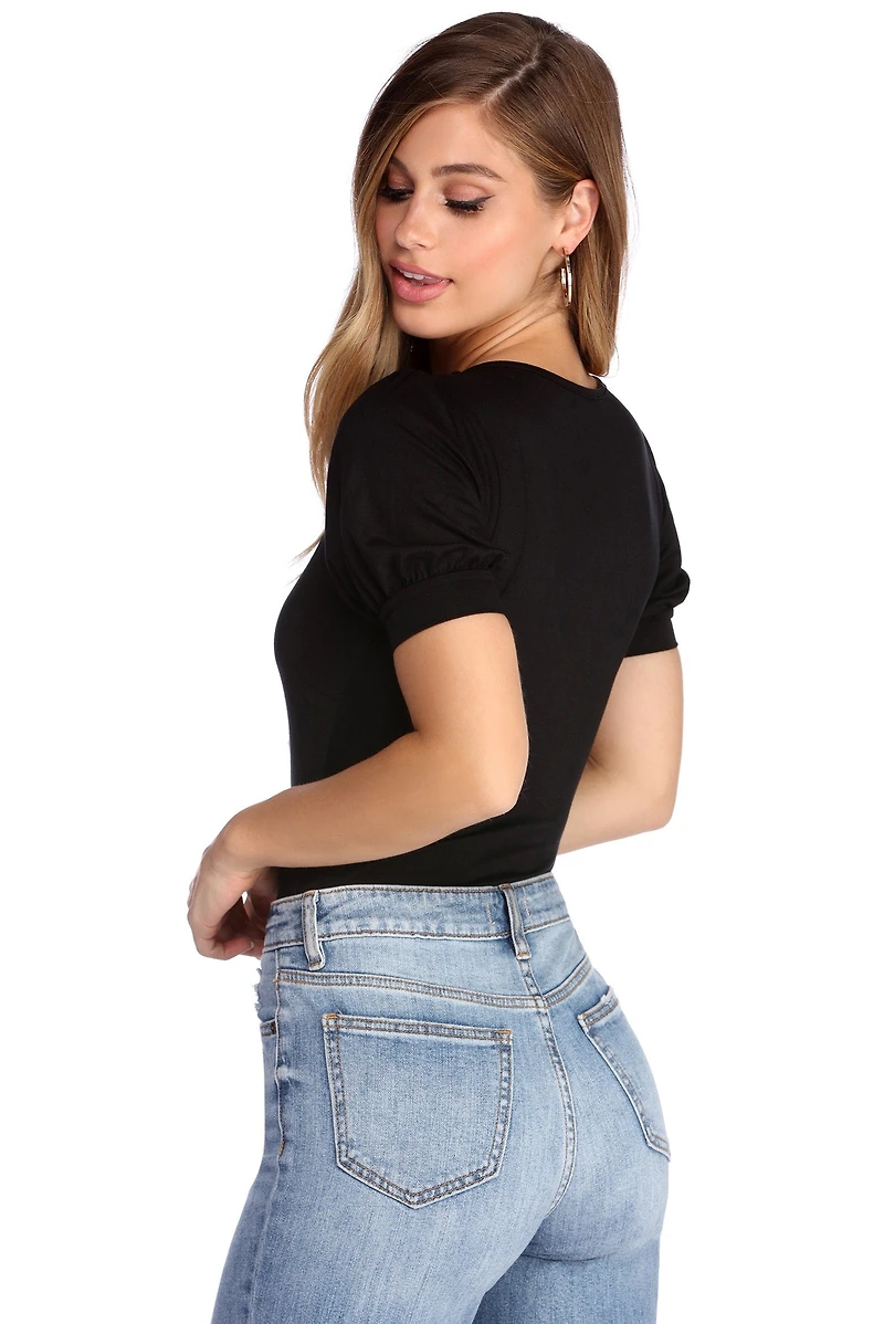 Puff Love Plunging Bodysuit