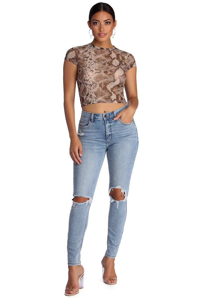 Level Up Snake Print Top