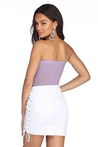 Twist Front Ribbed Knit Bodysuit