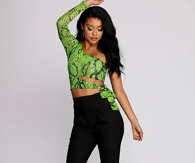 With Bite Mesh Tie Crop