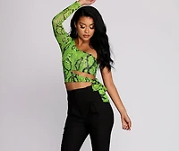 With Bite Mesh Tie Crop