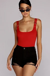 Buckle Down Sleeveless Bodysuit