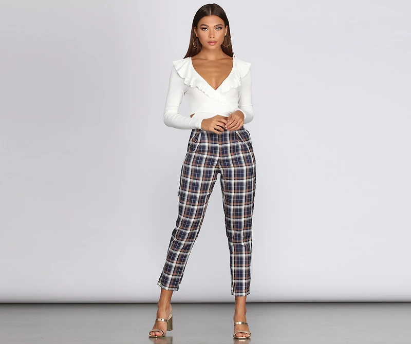 Ruffle Wrap Front Crop Top