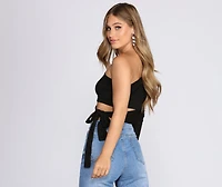 Single Sleeve Ribbed Crop Top