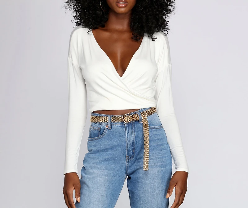 Streamlined Surplice Wrap Top