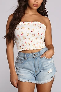 Floral Smock Tube Top