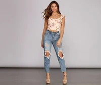Flirty And Frilly Floral Top