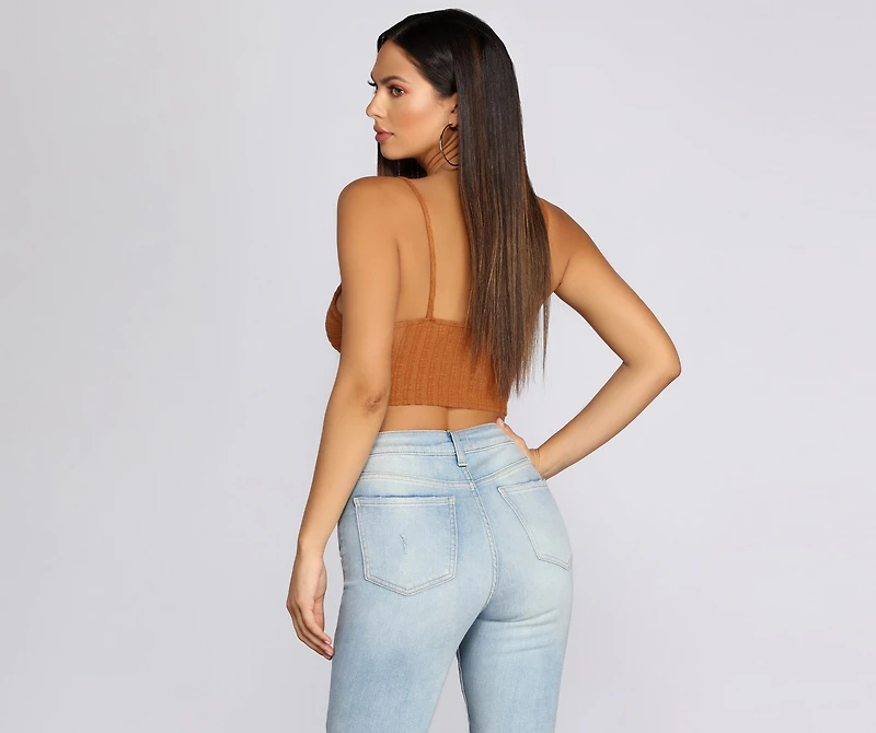 Button Knit Crop Top