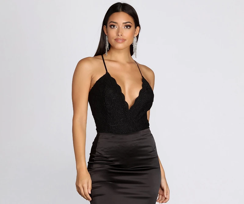 Love Lace Glitter Bodysuit