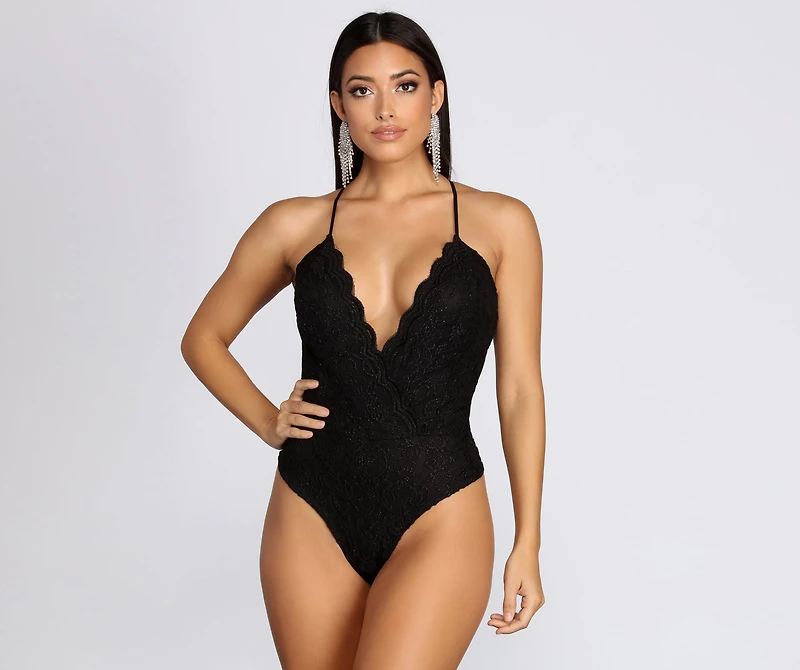 Love Lace Glitter Bodysuit