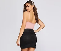 Cuter Clinch Front Ribbed Bodysuit