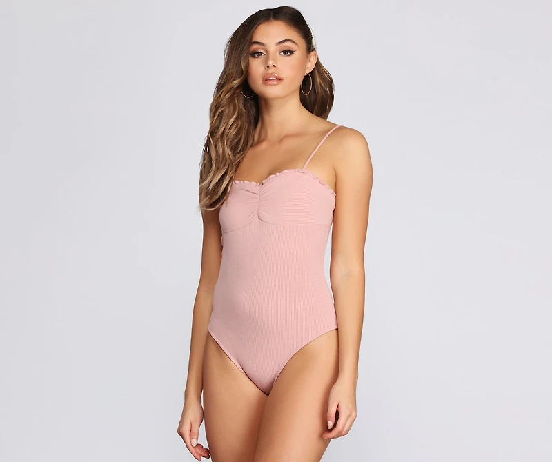 Cuter Clinch Front Ribbed Bodysuit