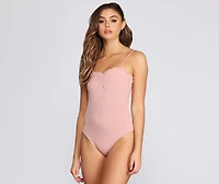 Cuter Clinch Front Ribbed Bodysuit