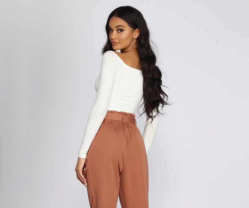 Off The Shoulder Wrap Front Crop Top