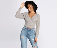 La Femme Knit Wrap Sweater