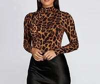 Leopard Mock Neck Crop Top