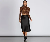 Leopard Mock Neck Crop Top