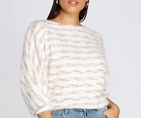 Striped Eyelash Dolman Sweater