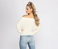 What The Fuzz Off Shoulder Top