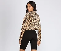 Leopard Print Zip Up Pullover