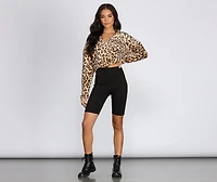 Leopard Print Zip Up Pullover