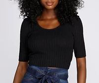 Strut Your Puff Pointelle Crop Top